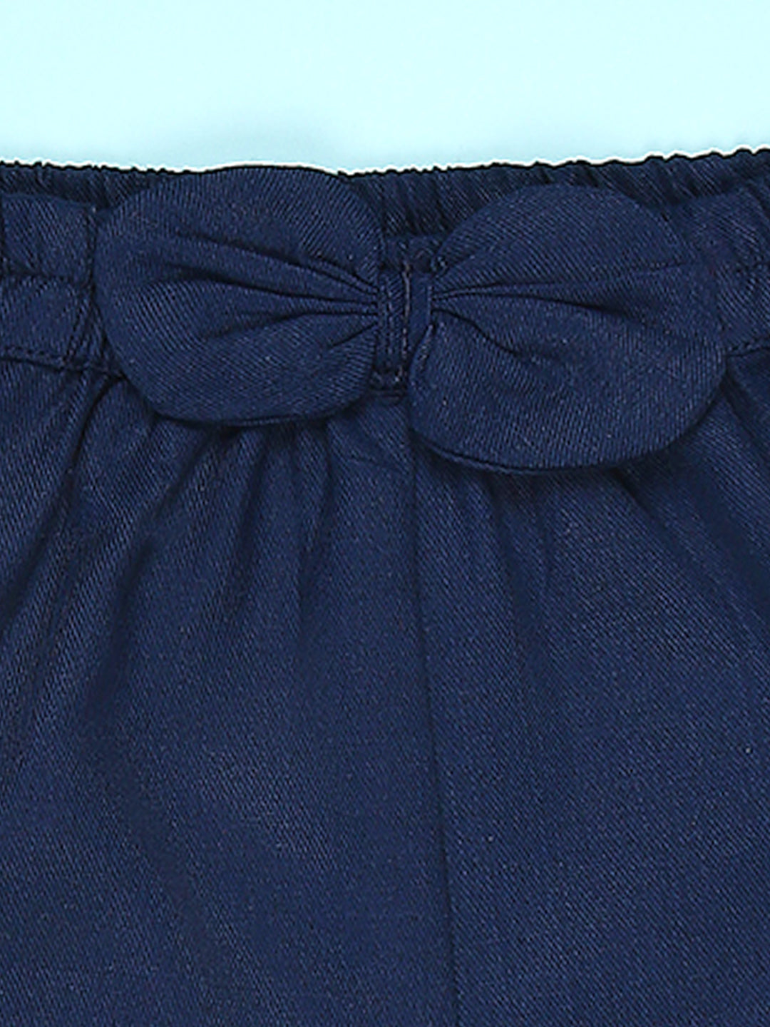 Cutiekins Girls Solid Embellished Small Bow Short -Navy Blue