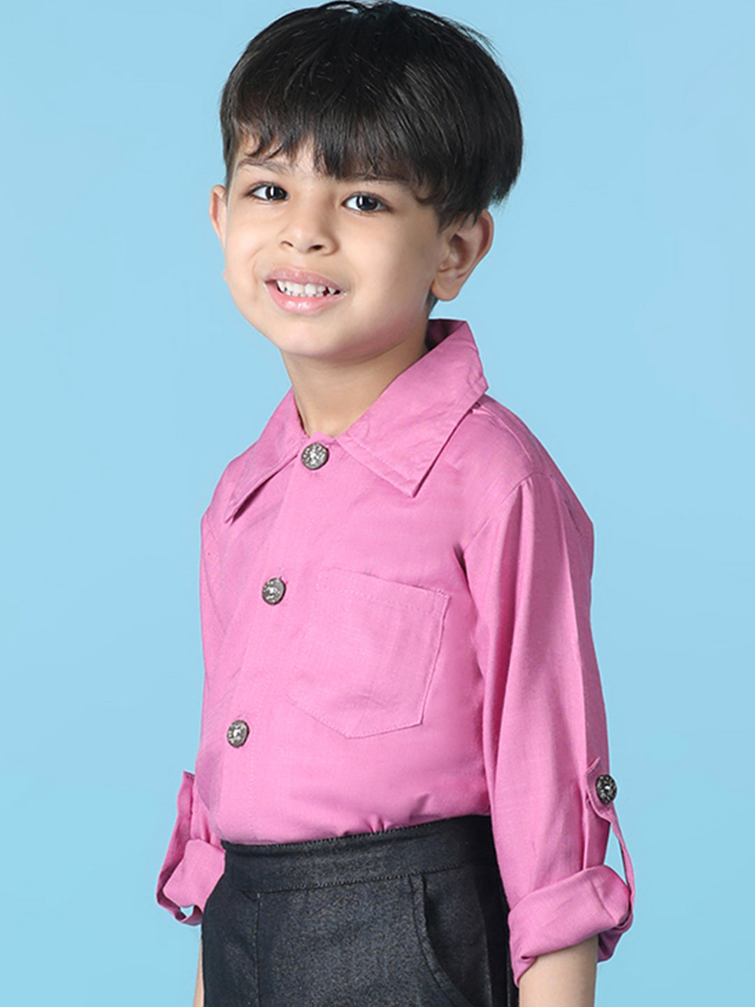 Cutiekins Boys Solid Rayon Shirt -Neon Pink