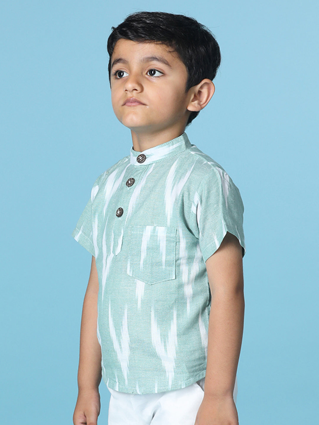 Cutiekins Boys Abstract Print T-Shirt -Mint Green & Off White