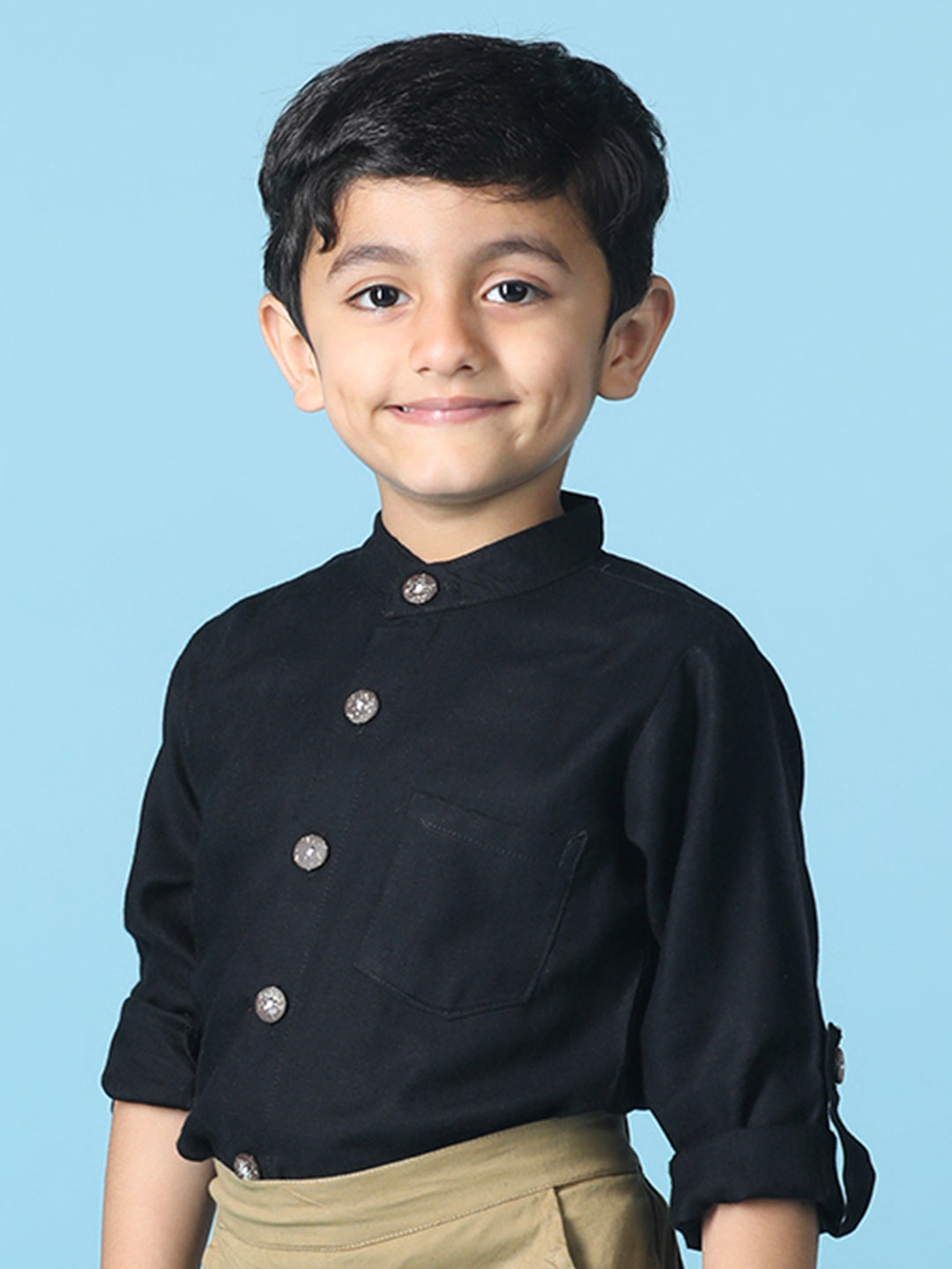 Cutiekins Boys Solid Rayon Shirt -Black