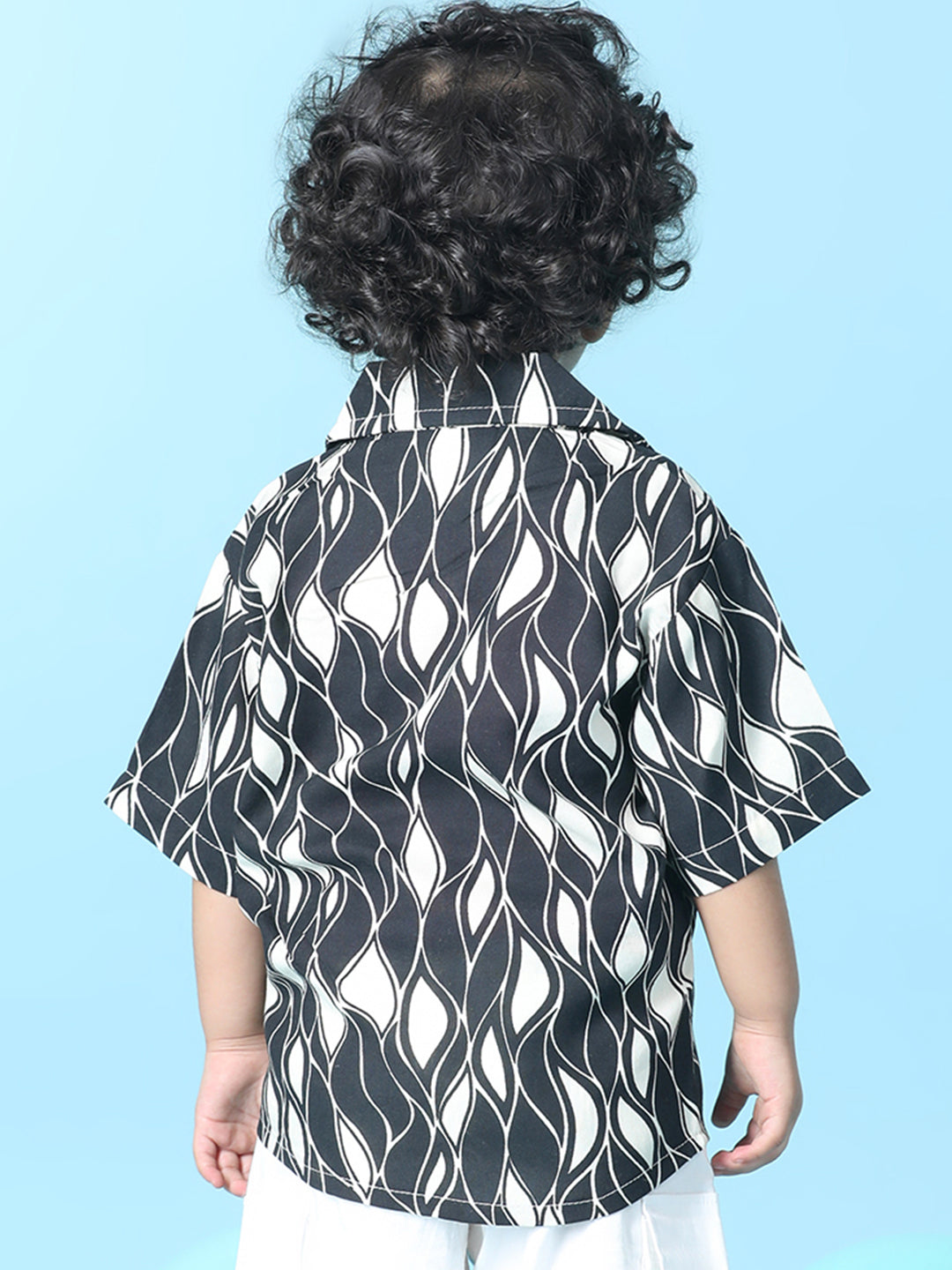 Cutiekins Boys Abstract Print Shirt -Black & Off White