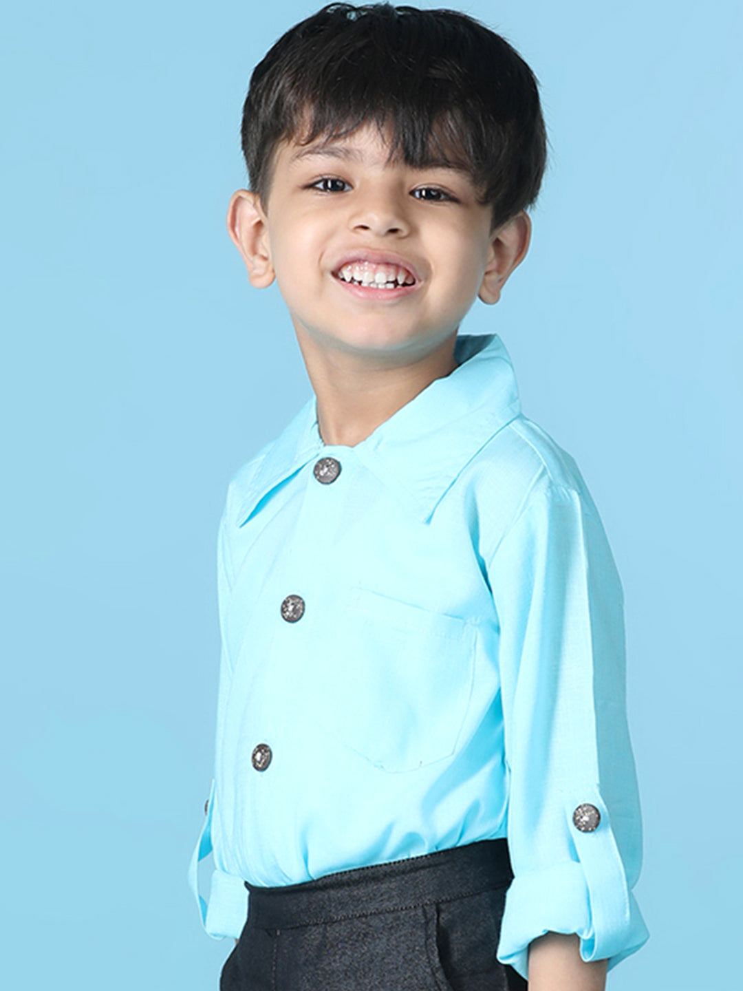 Cutiekins Boys Solid Rayon Shirt -Sky Blue