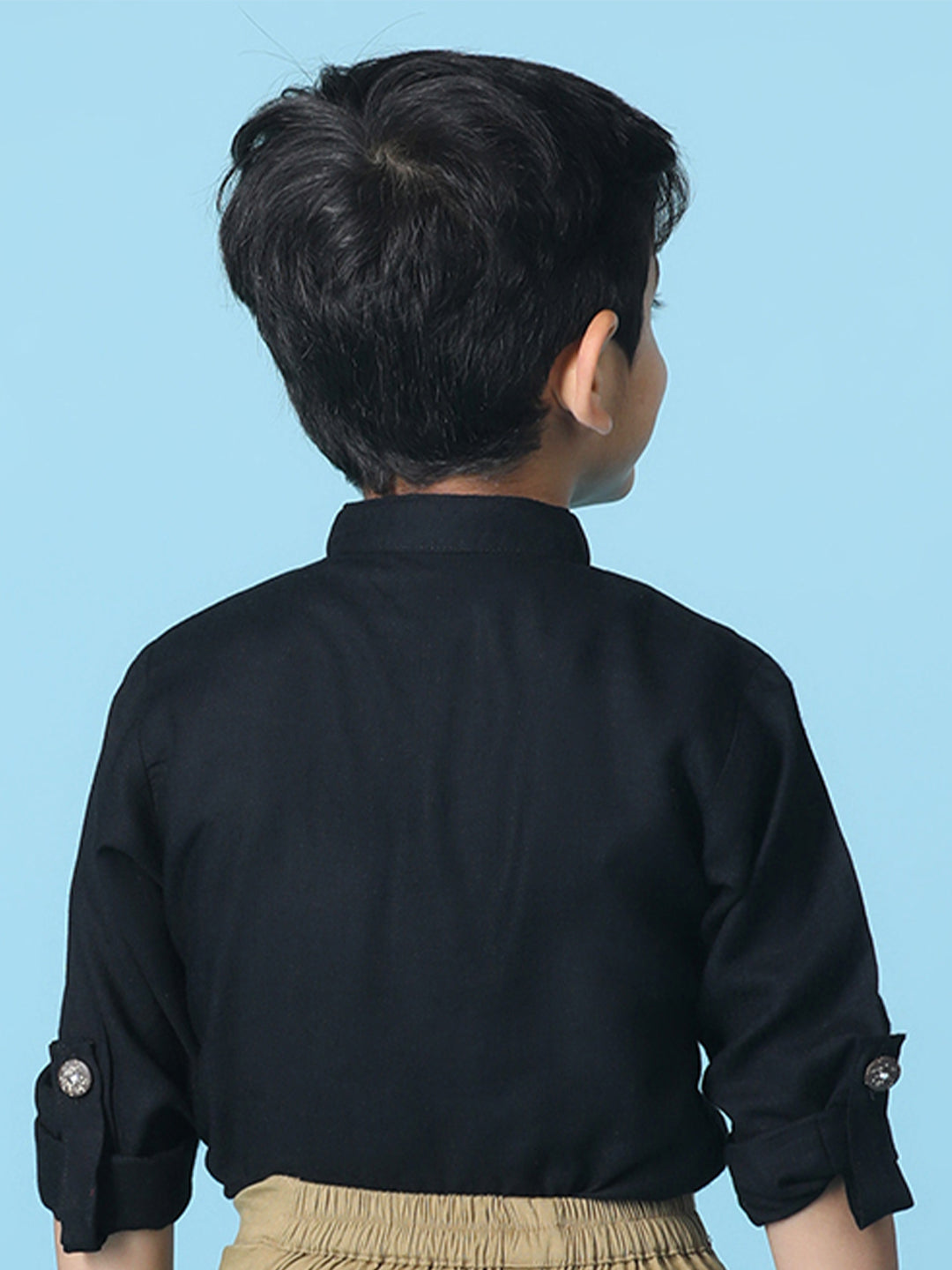 Cutiekins Boys Solid Rayon Shirt -Black