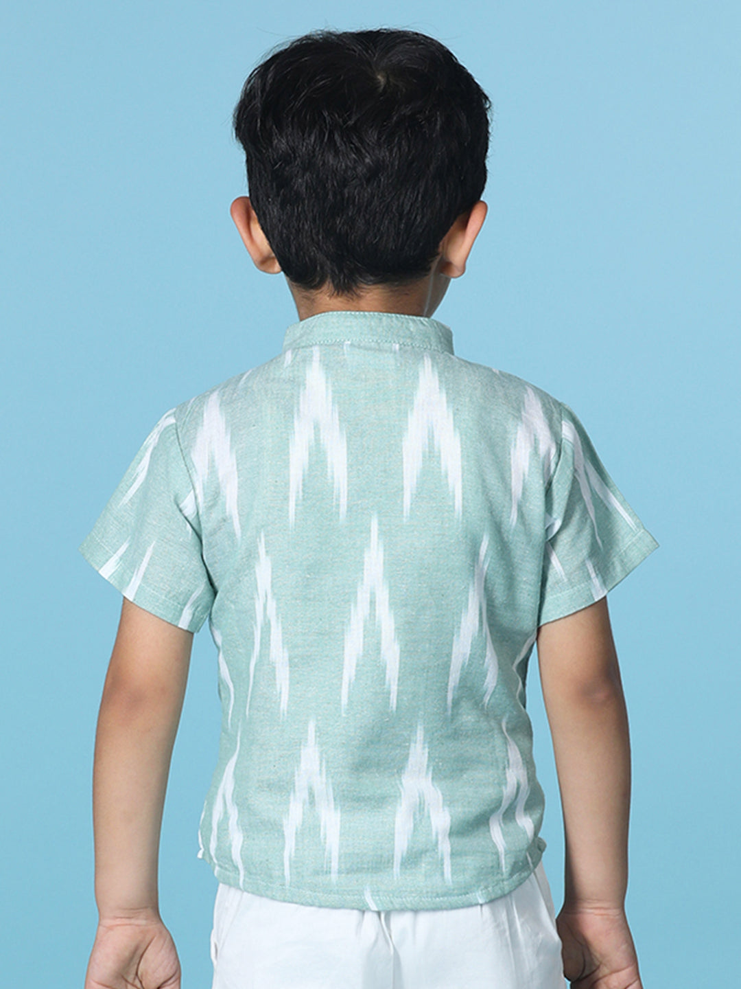 Cutiekins Boys Abstract Print T-Shirt -Mint Green & Off White