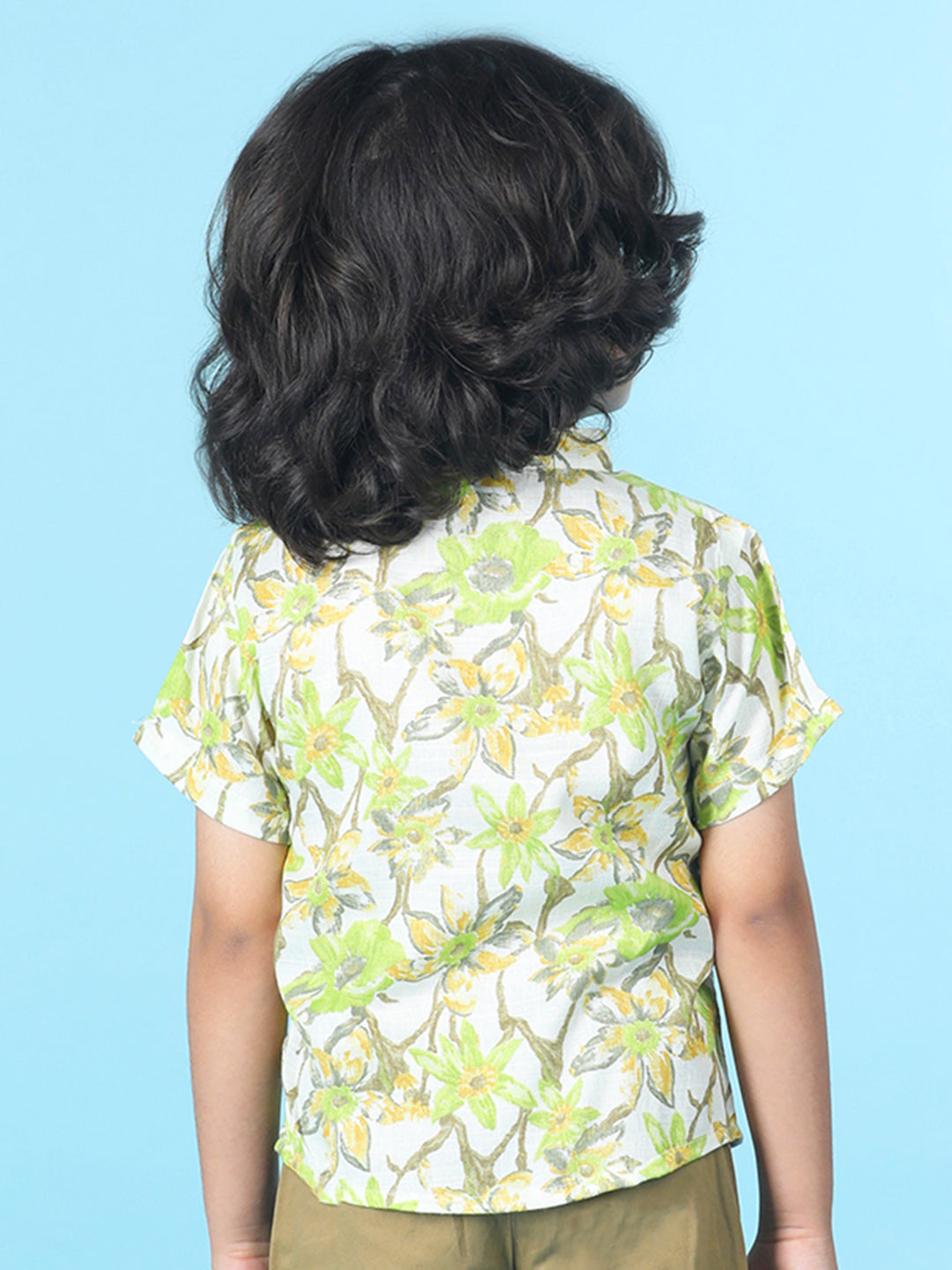 Cutiekins Boys Tropical Print T-Shirt -Off White & Green