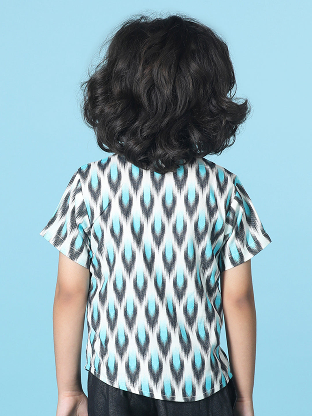 Cutiekins Boys Abstract Print T-Shirt -Off White & Turquoise Blue