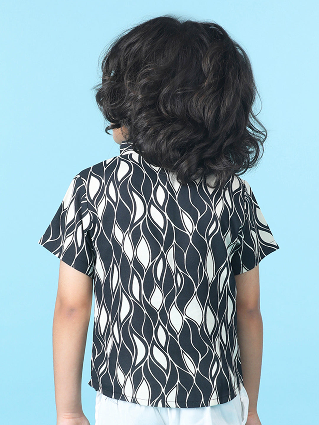 Cutiekins Boys Abstract Print T-Shirt -Black & Off White