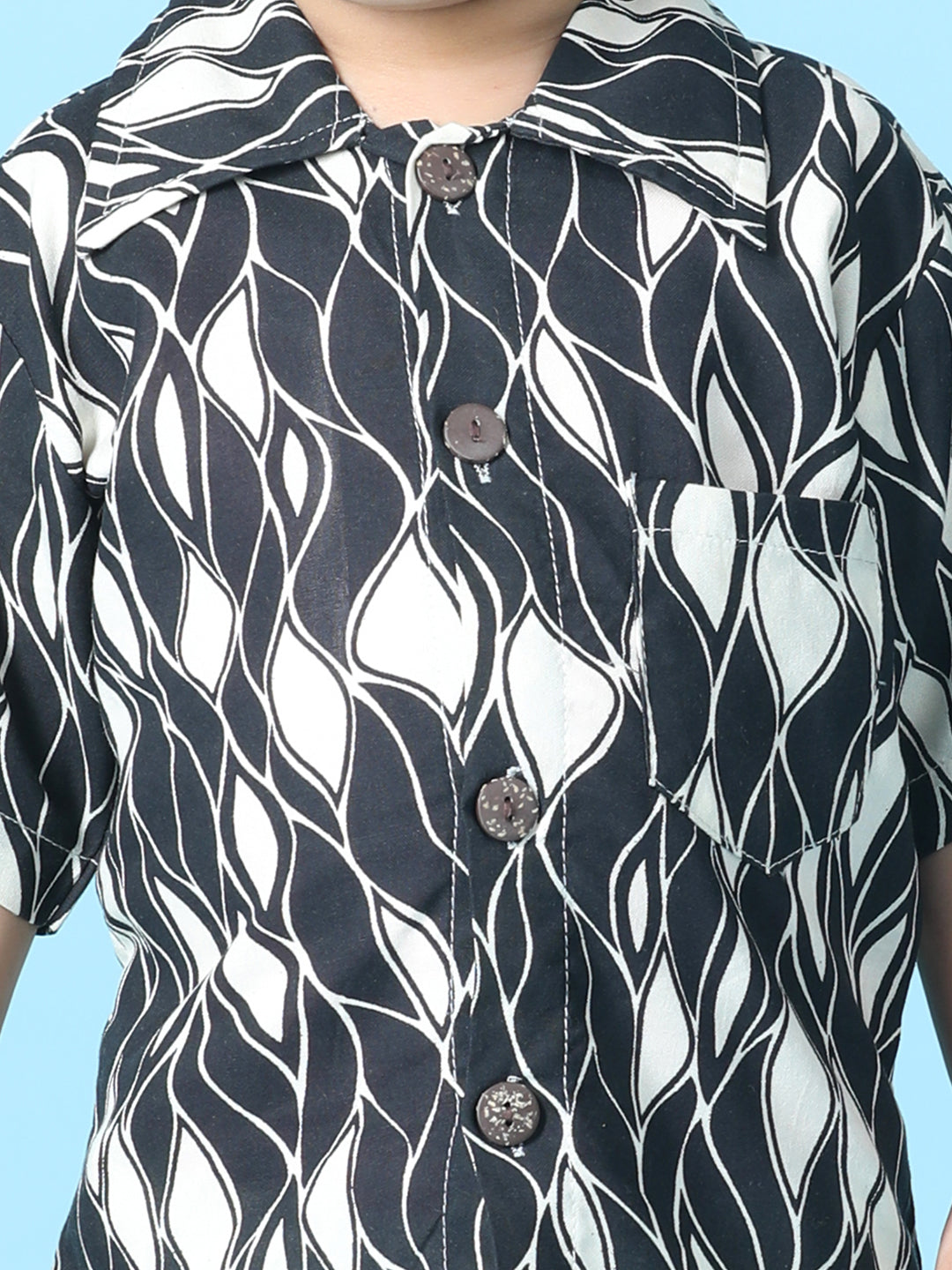 Cutiekins Boys Abstract Print Shirt -Black & Off White