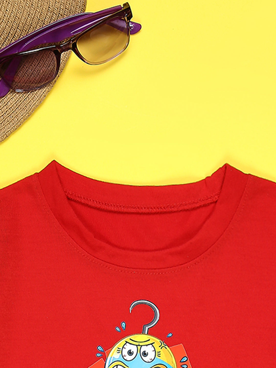 Cutiekins Boys Graphic Printed T-Shirt-Red & Off White