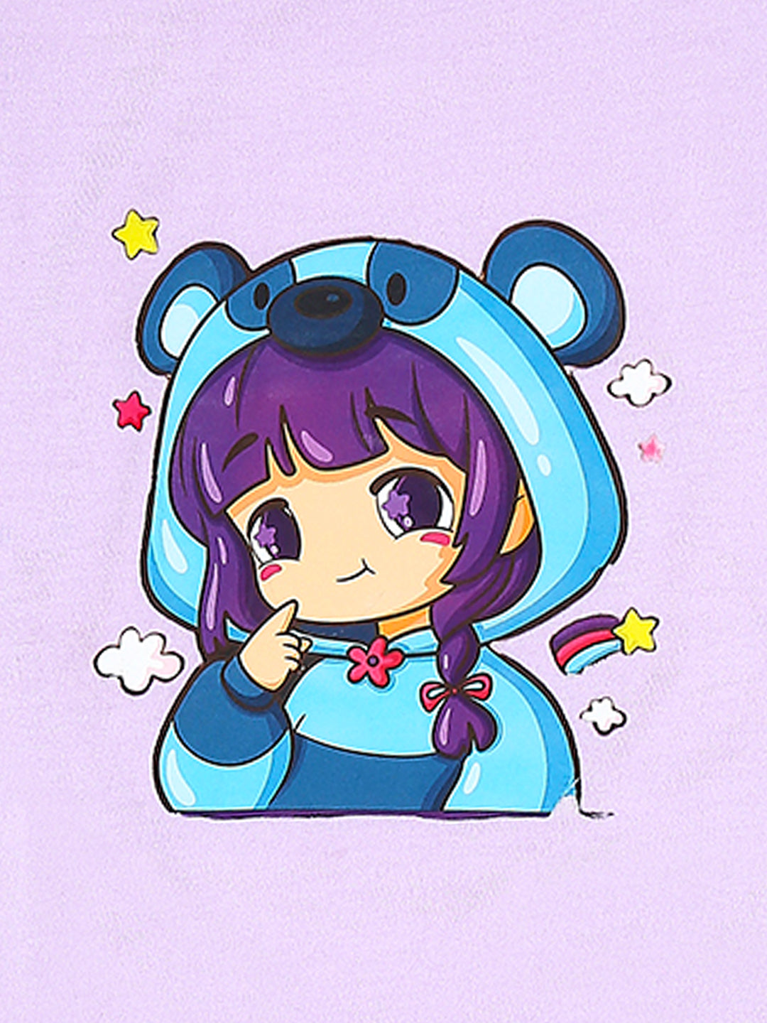 Cutiekins Girls Graphic Print T-Shirt -Lavender