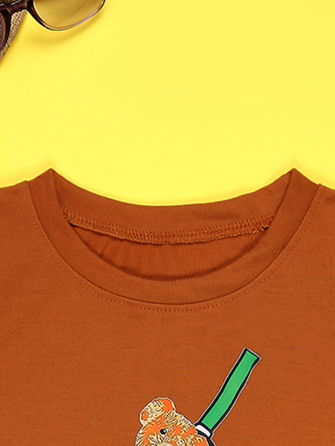 Cutiekins Boys Graphic Printed T-Shirt-Brown & Green