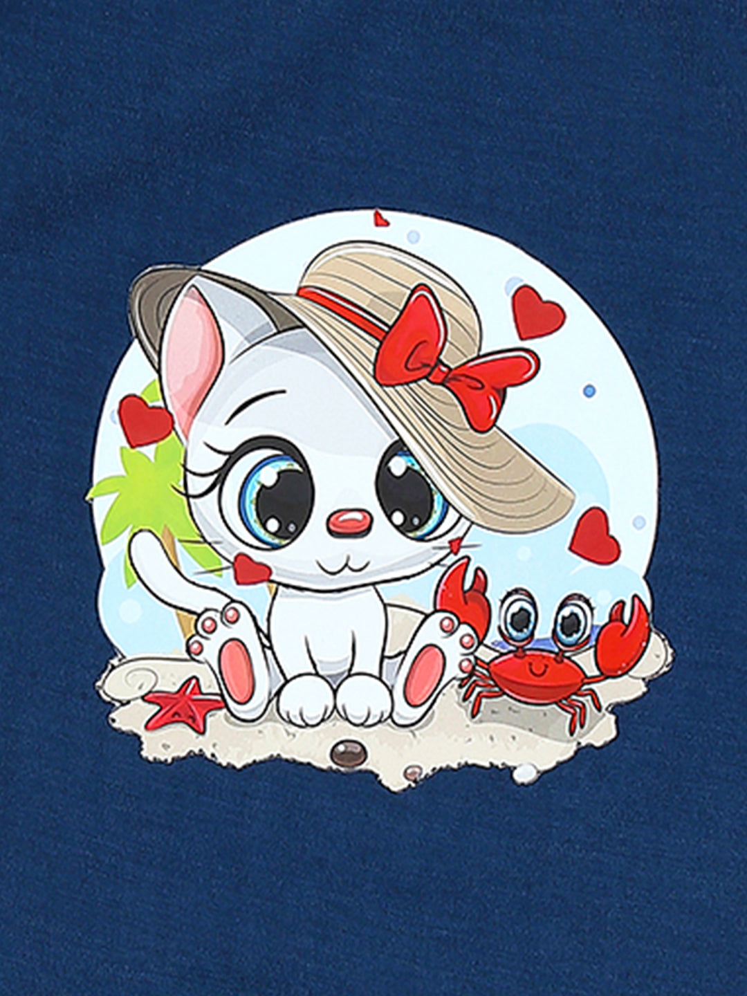 Cutiekins Girls Graphic Print T-Shirt -Navy Blue