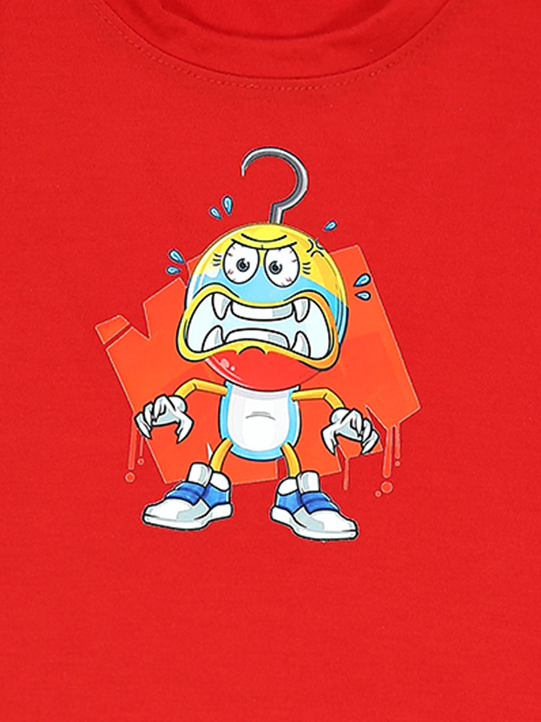 Cutiekins Boys Graphic Printed T-Shirt-Red & Off White