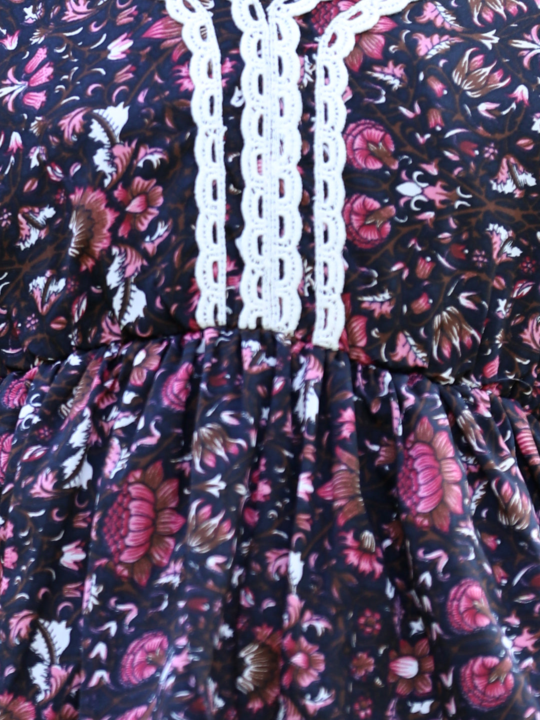 Cutiekins Floral Printed V-Neck Peplum Top -Brown & White