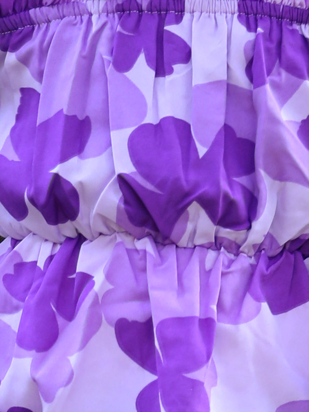 Cutiekins Floral Printed Off Shoulder Long Sleeves Top -Purple & Blue