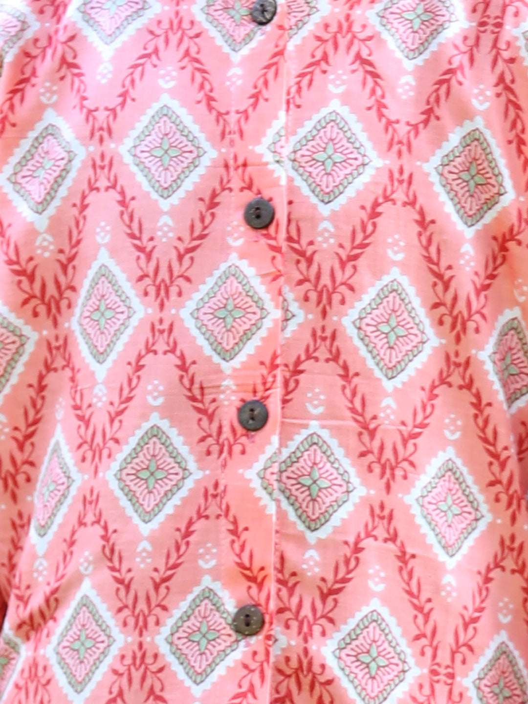 Cutiekins Geometric Printed Shirt -Peach & White