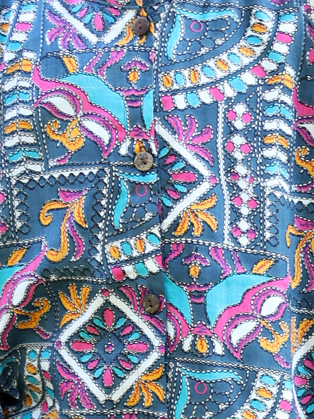 Cutiekins Tribal Printed Shirt -Royal Blue & White