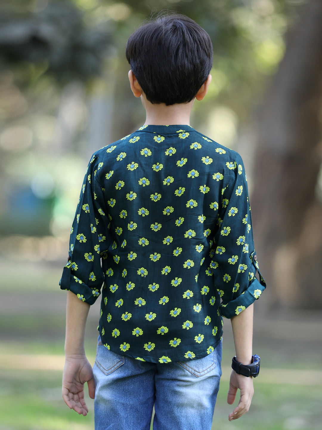 Cutiekins Floral Printed T-Shirt -Green & Yellow