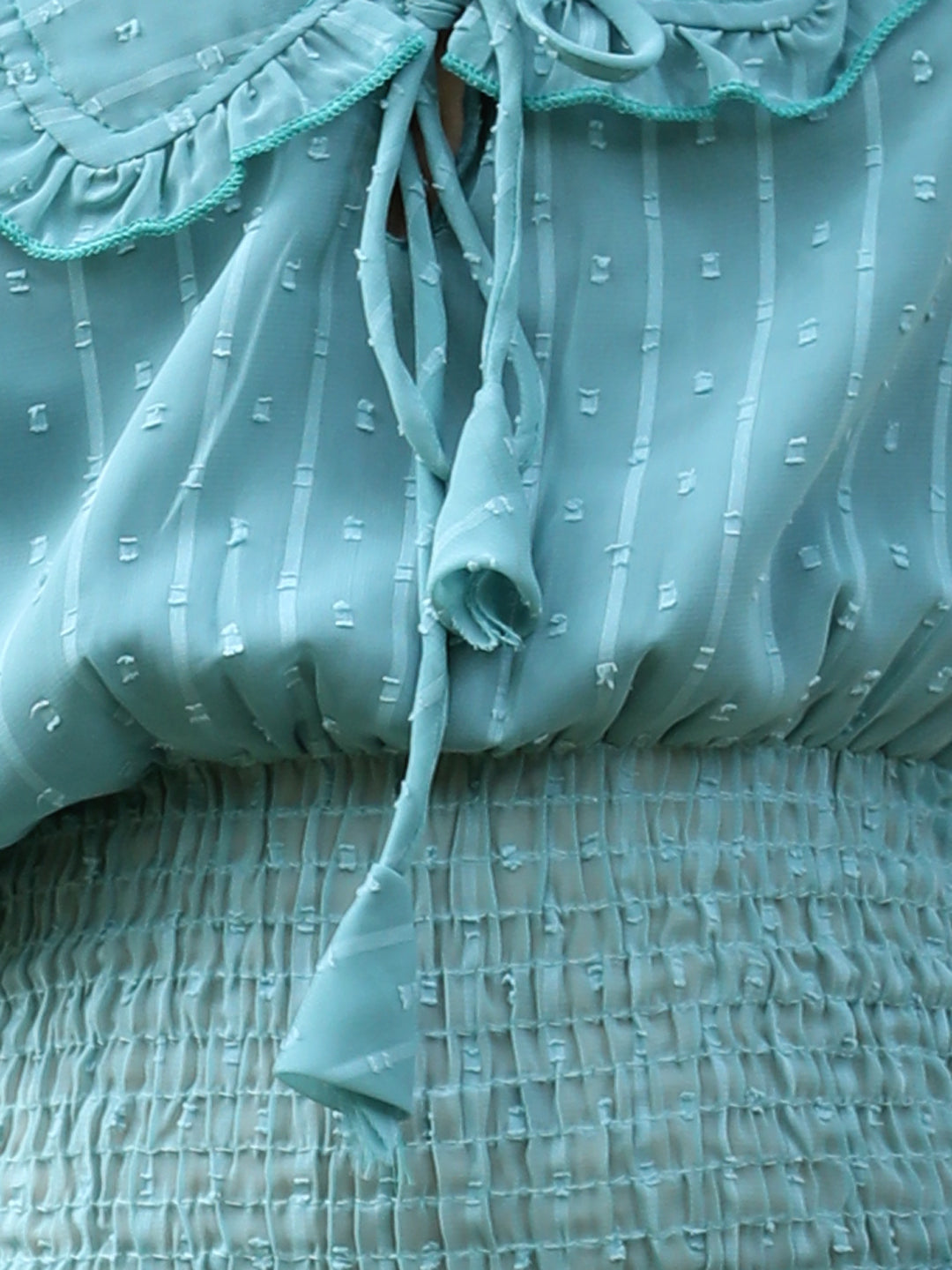 Cutiekins Peter Pan Neck Georgette Crop Top -Teal