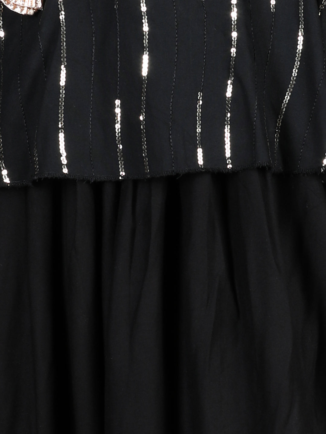 Cutiekins Sequined Peplum Top & Dhoti Set-Black & Golden