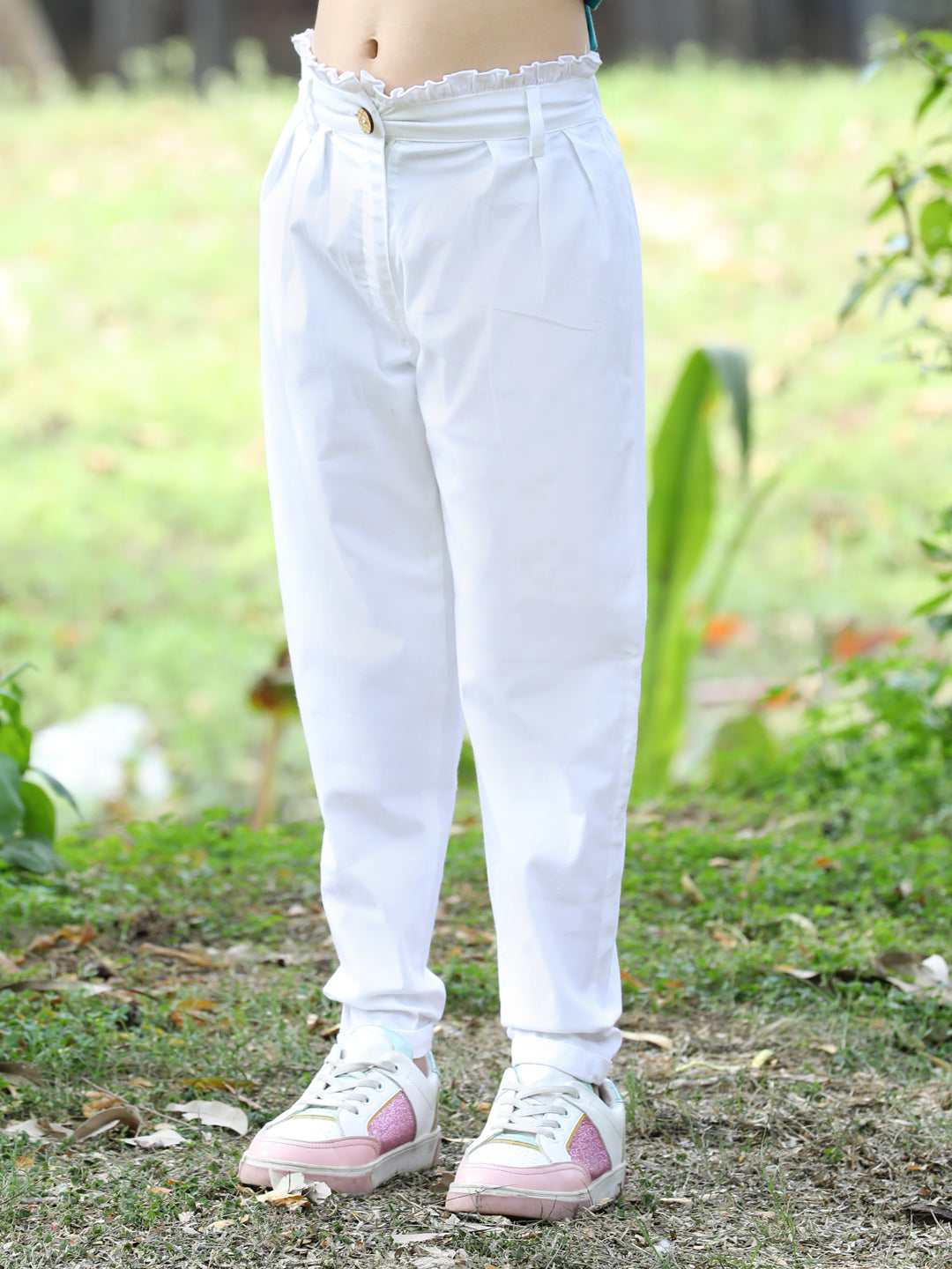 Cutiekins Solid Full Length Trouser -White