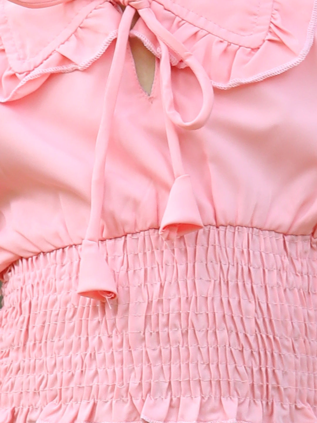 Cutiekins Printed Peter Pan Collar Polyester Top-Peach