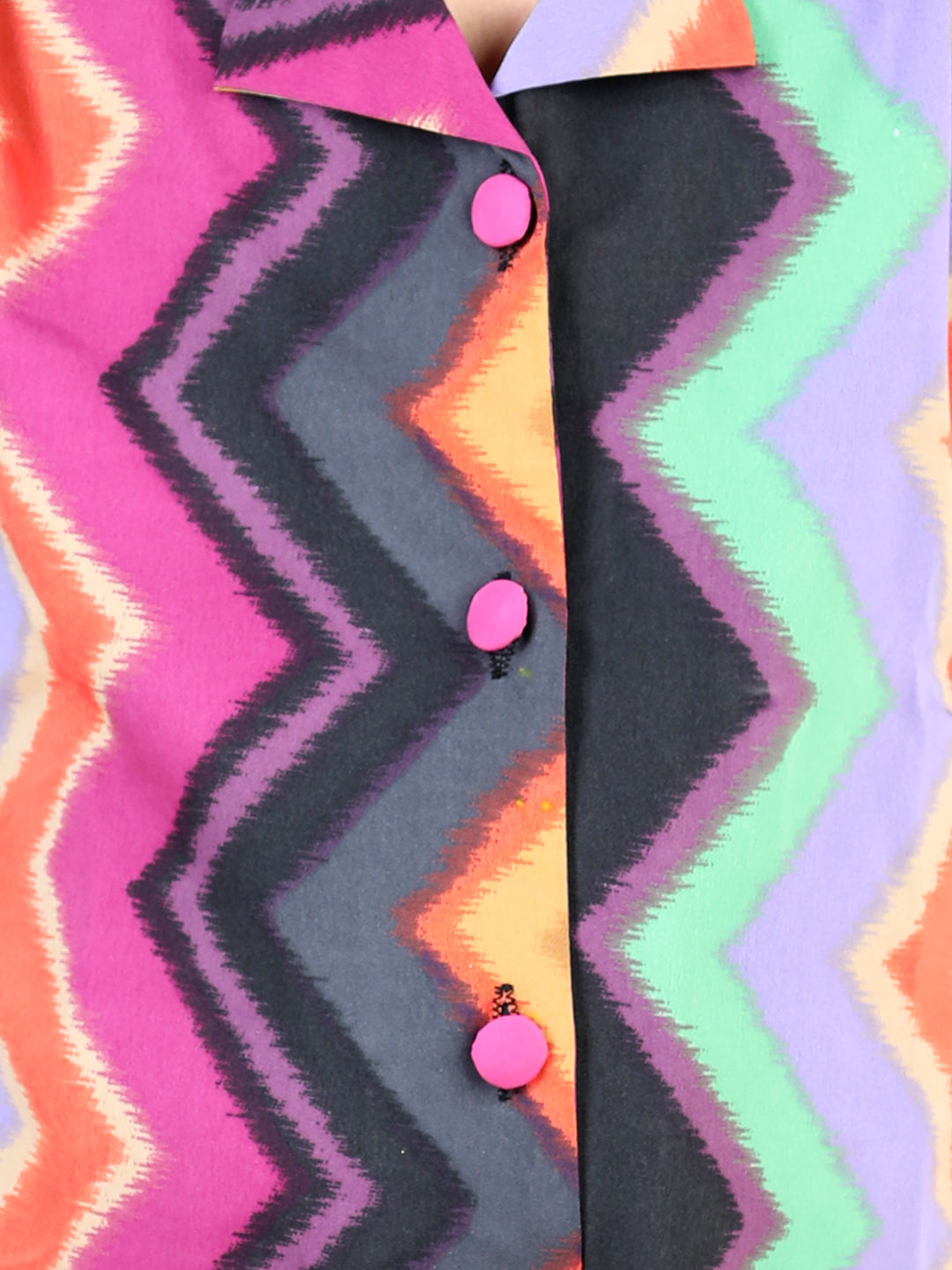 Cutiekins Printed Coller Neck Polyester Top-Multicolor