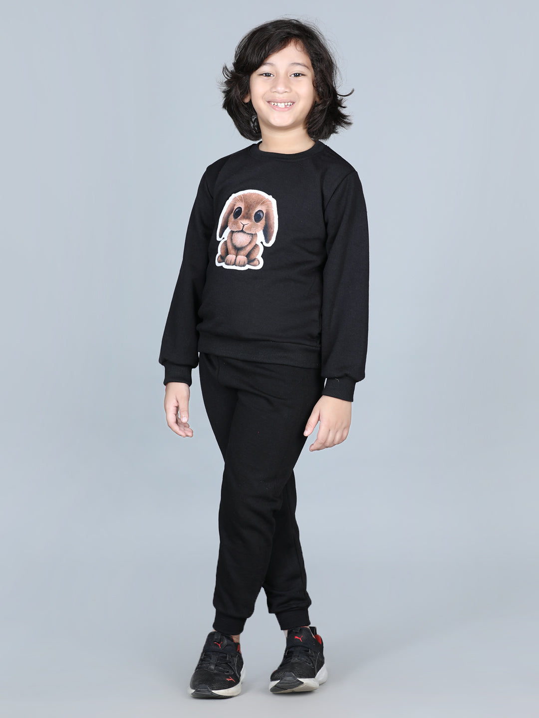 Cutiekins Squirel Patch Sweatshirt & Jogger Clothing Set-Black