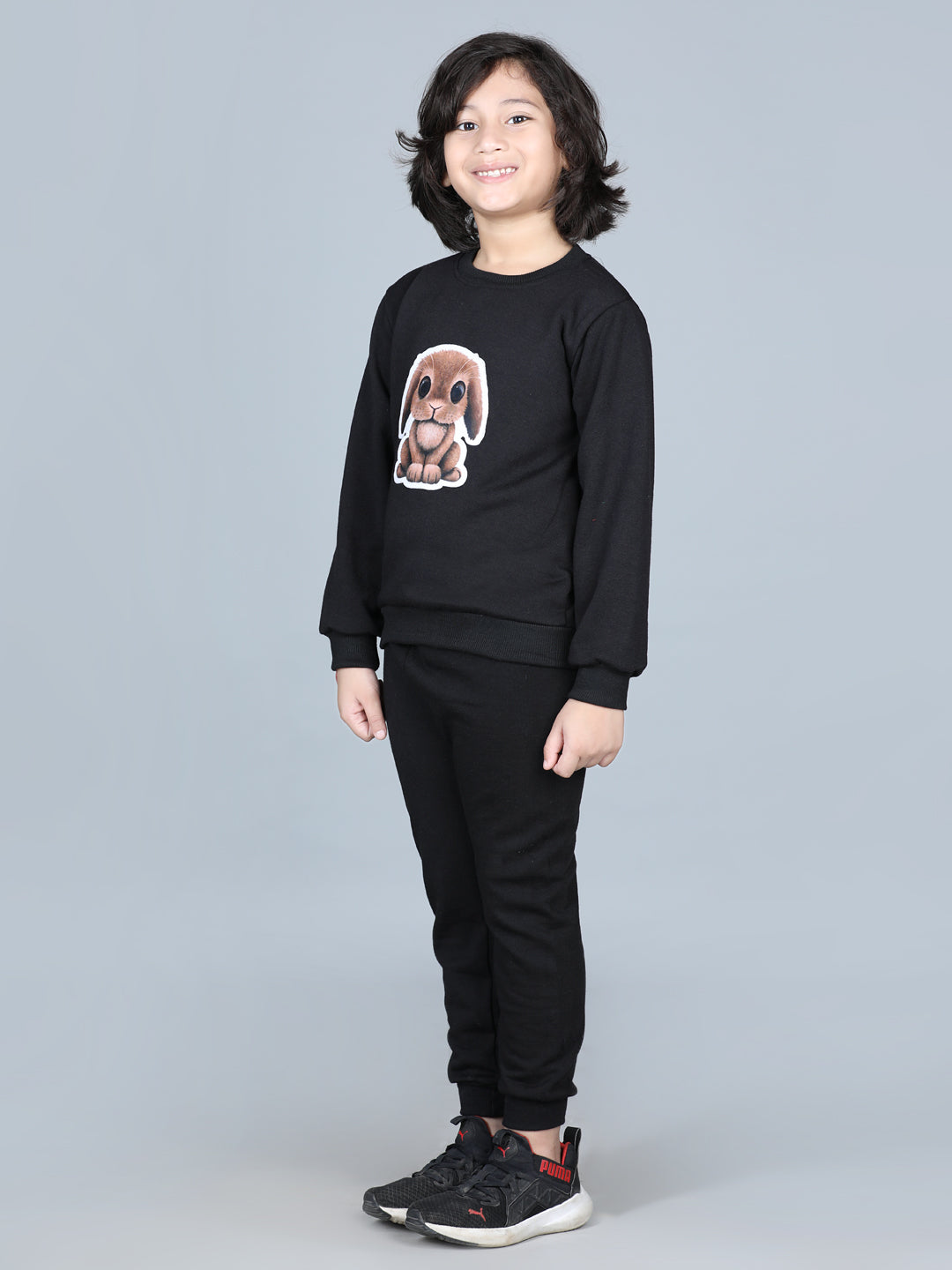 Cutiekins Squirel Patch Sweatshirt & Jogger Clothing Set-Black