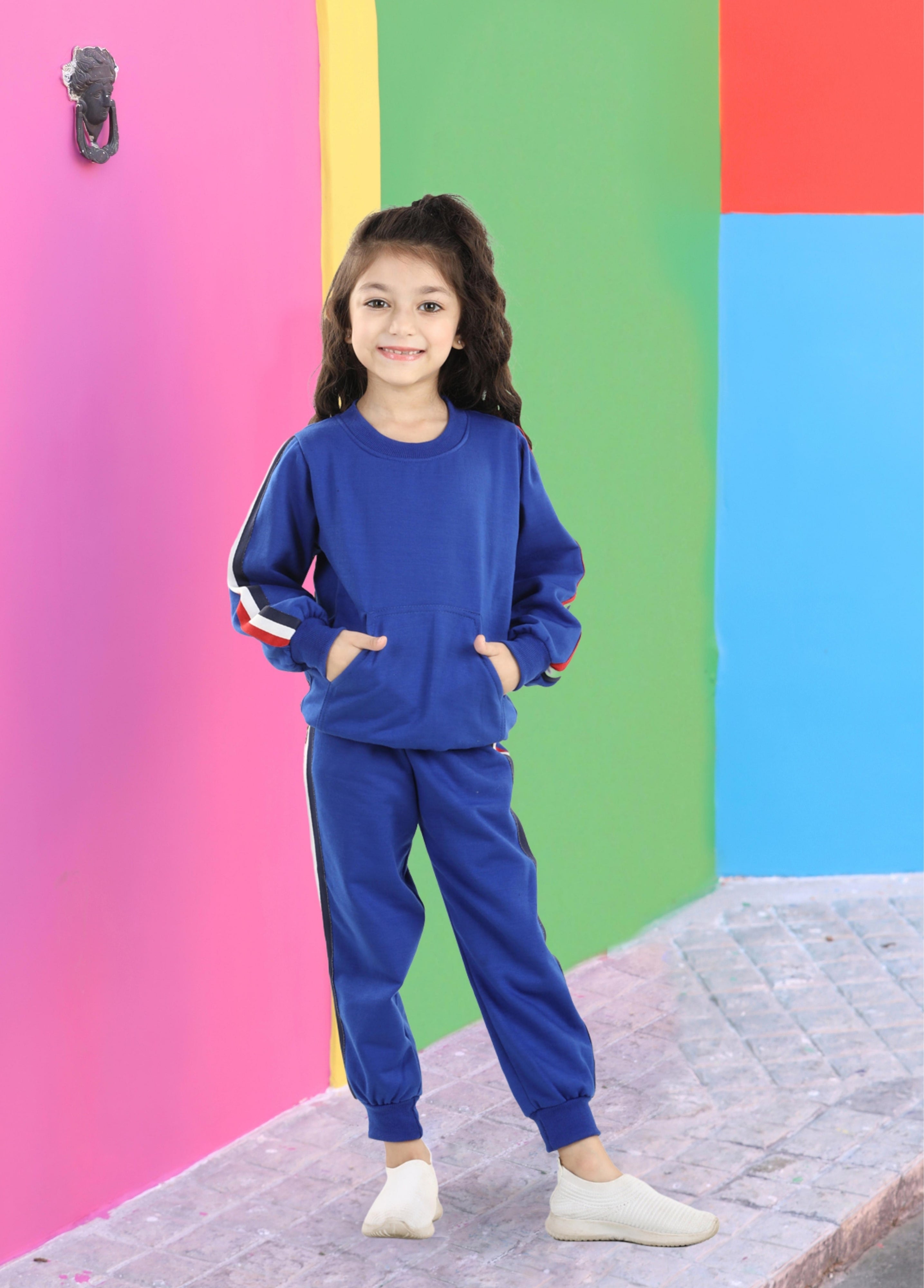 Cutiekins Girls Indigo Blue Sweatshirt With Trackpant