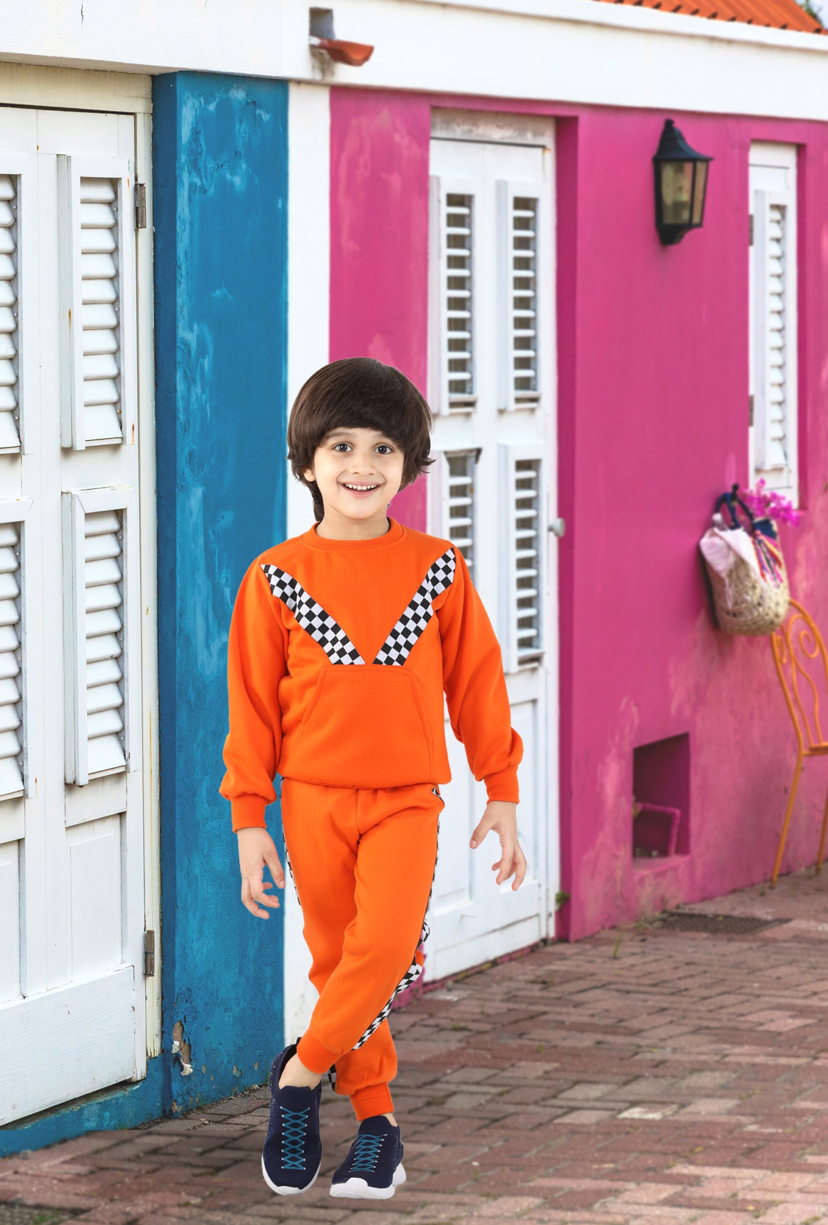 Cutiekins Boys Orange Sweatshirt With Trackpant