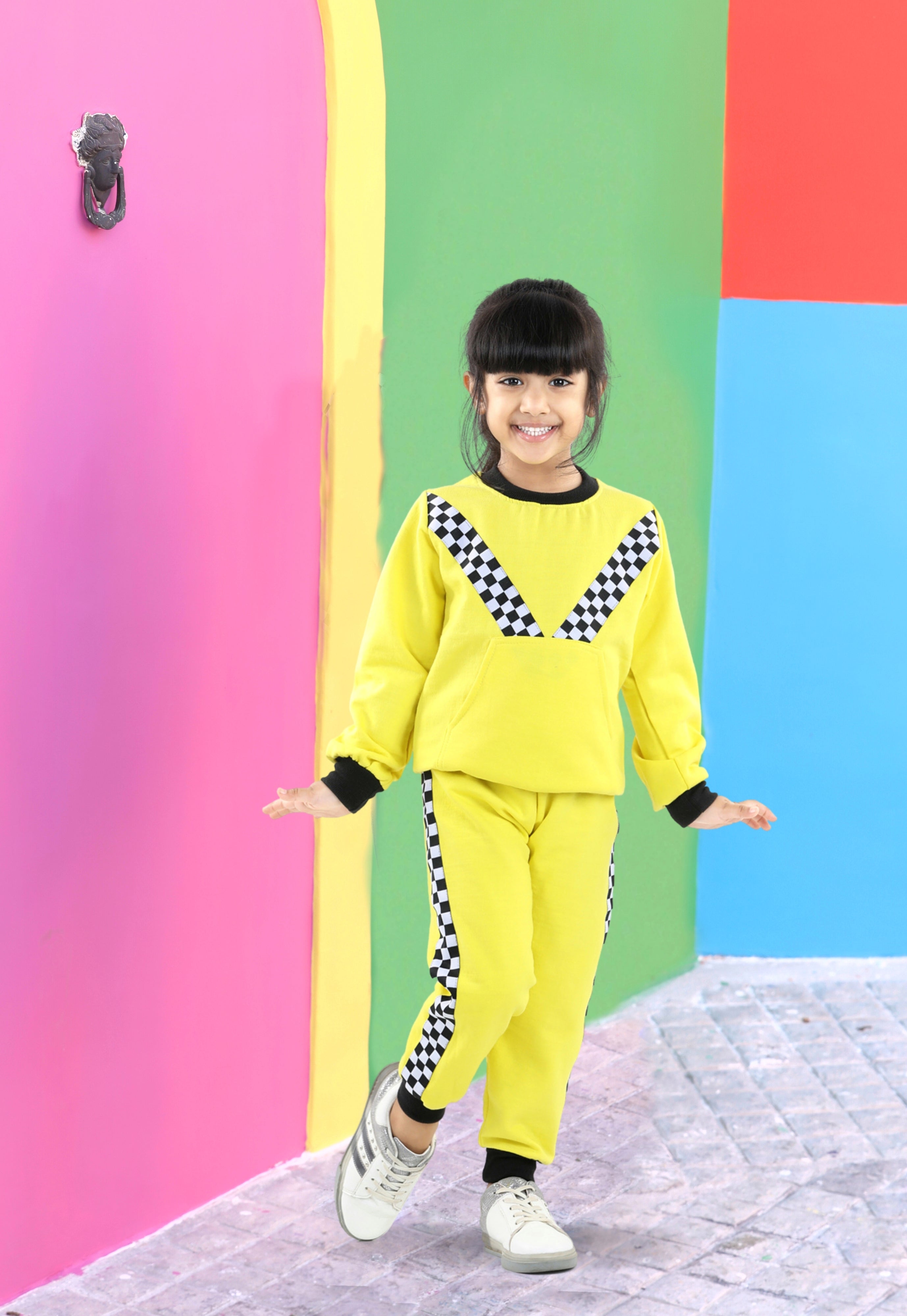 Cutiekins Girls Yellow Sweatshirt With Trackpant