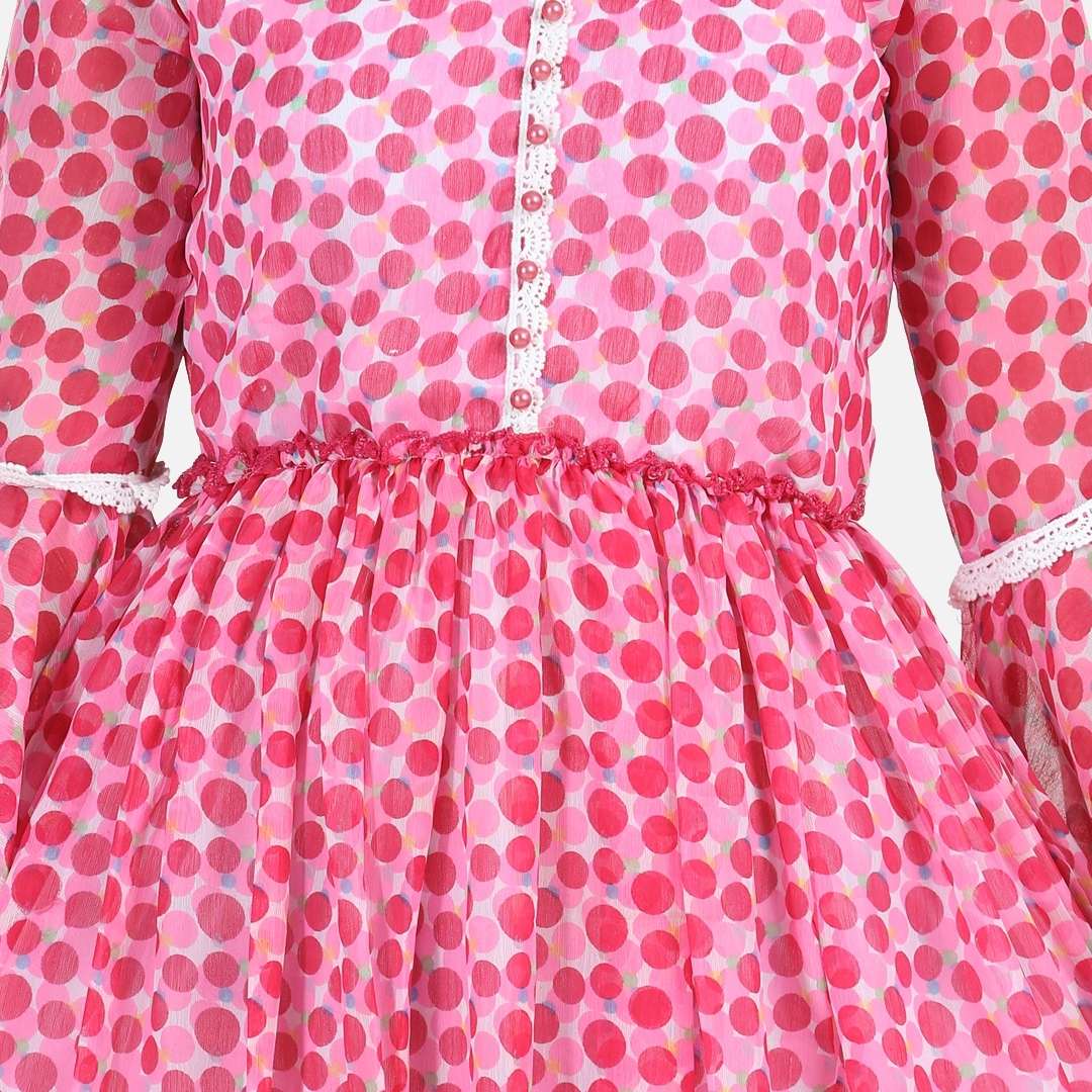 Cutiekins Girls Midi/Knee Length Casual Dress (Pink, 3/4 Sleeve)