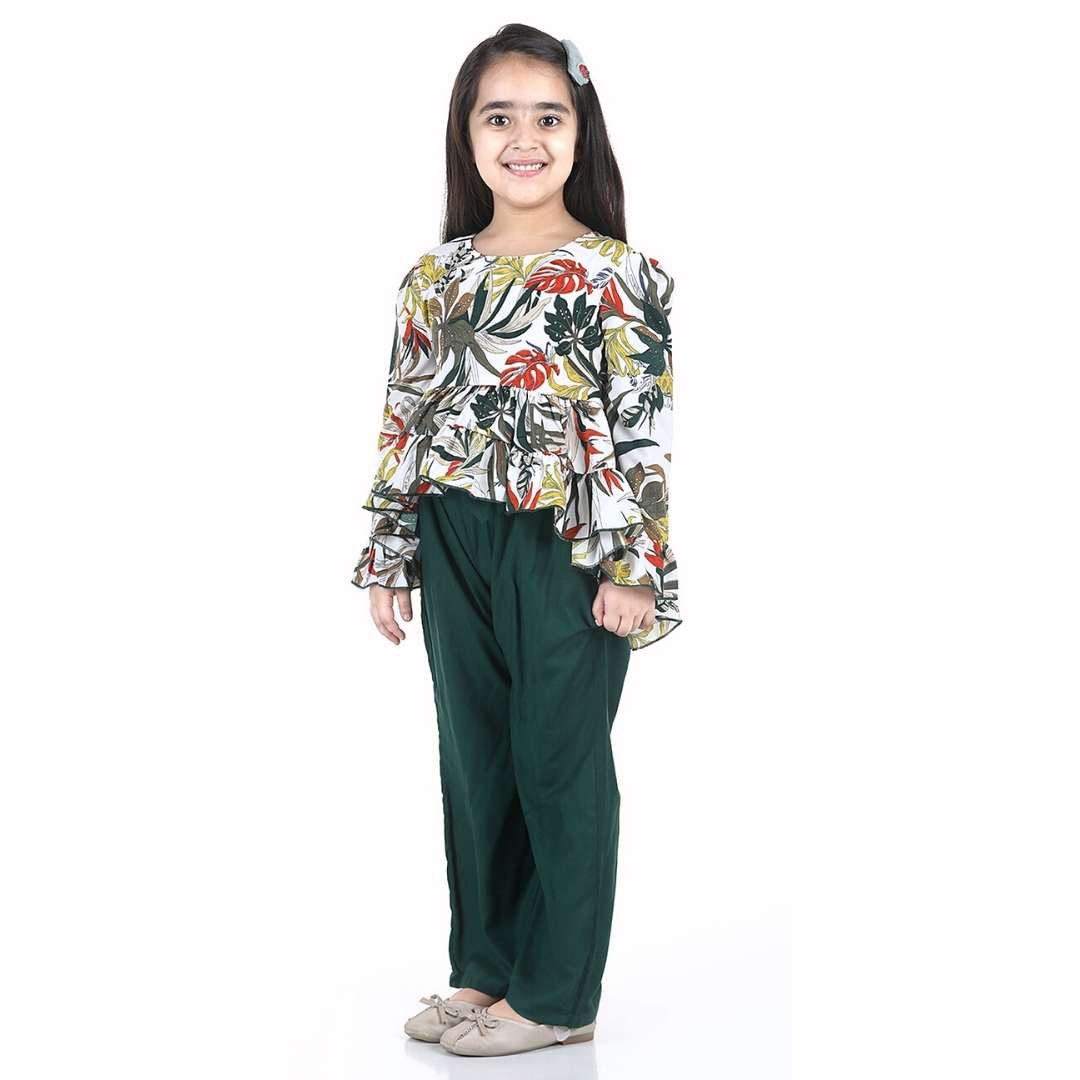 Cutiekins Girls Casual Top & Trouser Set (White)