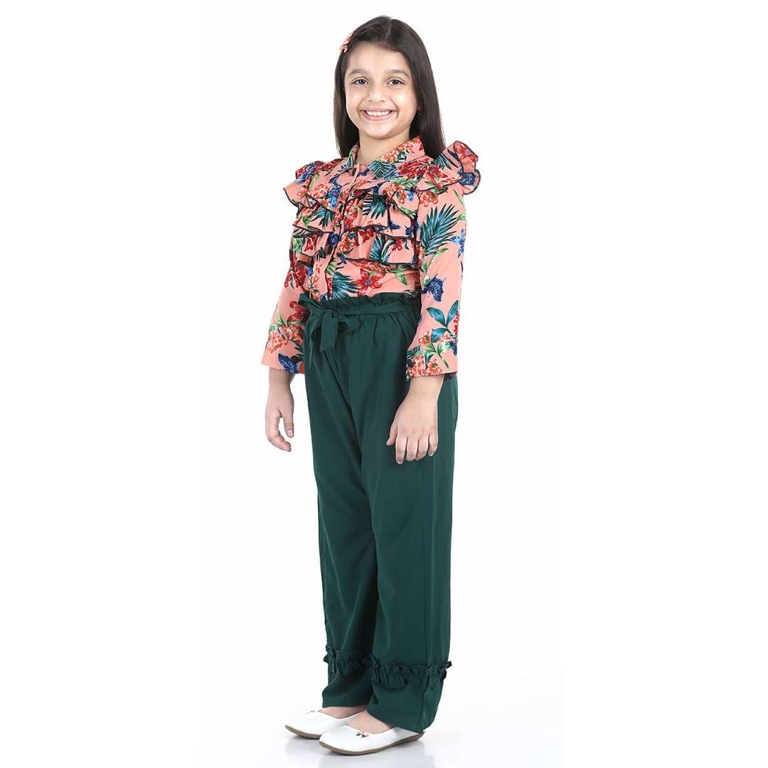 Cutiekins Girls Casual Top & Trouser Set (Orange)