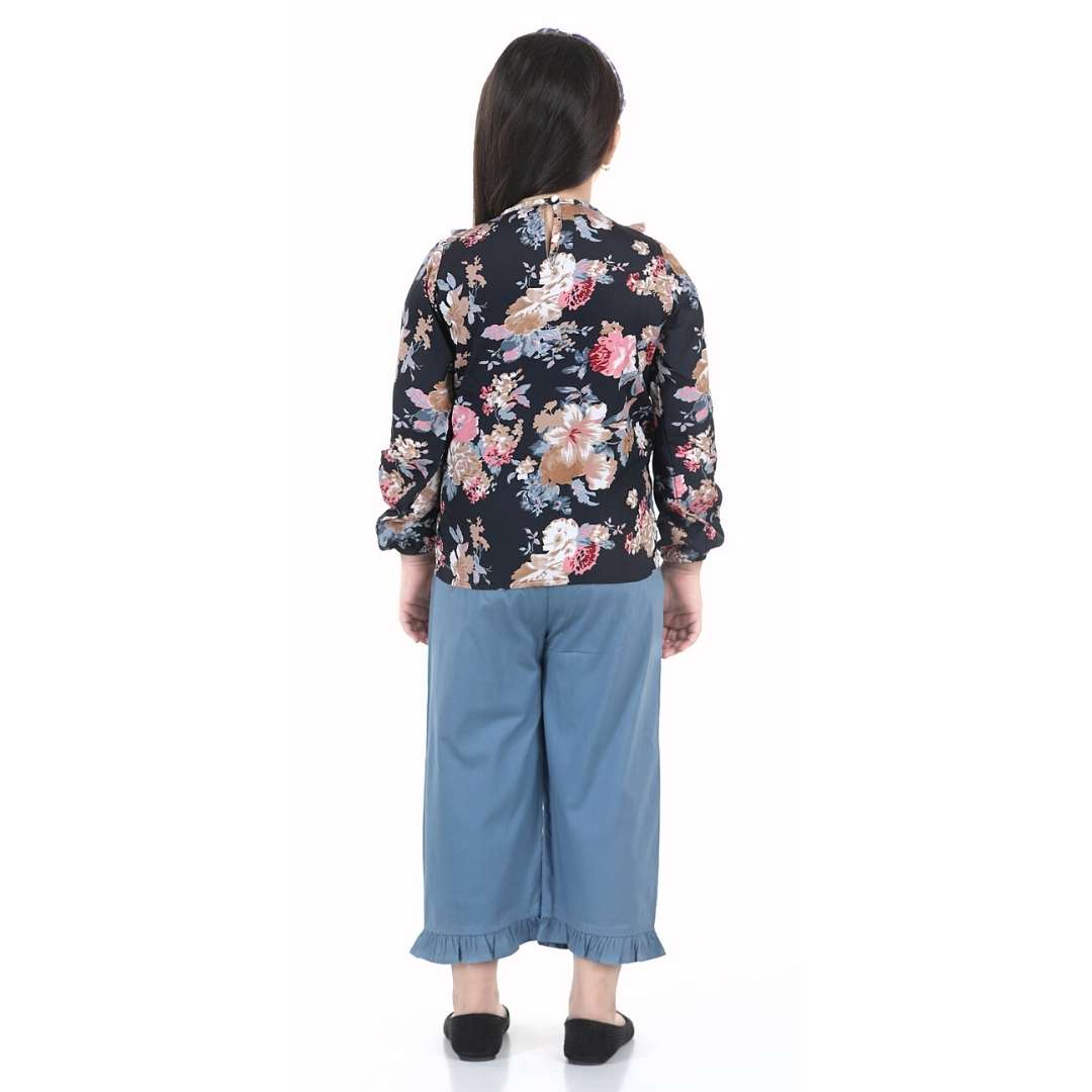 Cutiekins Girls Casual Top & Capri Set (Black)