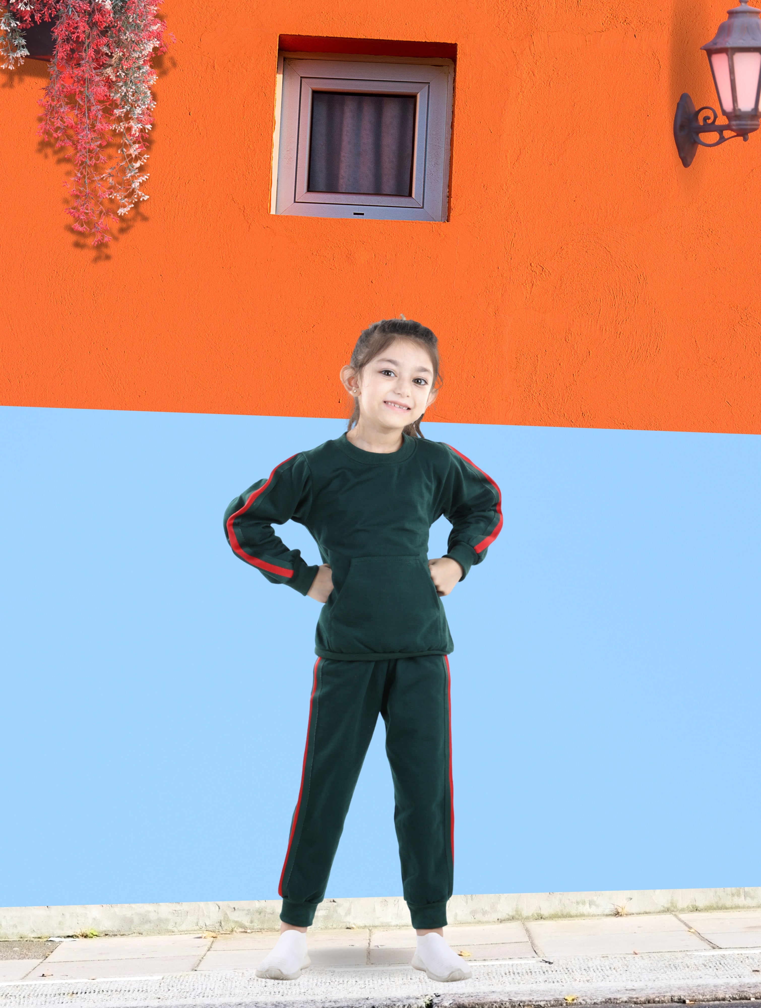 Cutiekins Girls Bottlegreen Sweatshirt With Trackpant