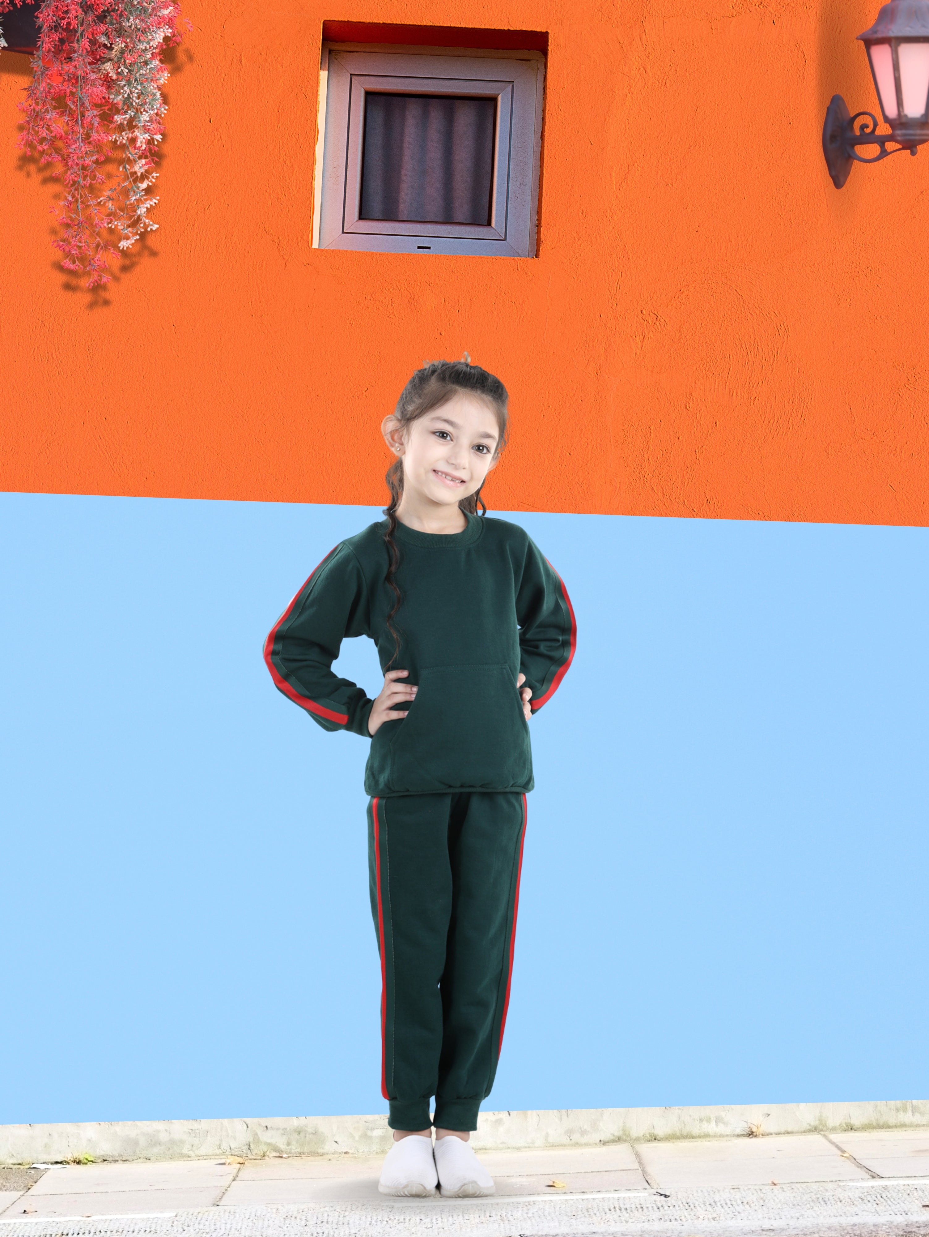 Cutiekins Girls Bottlegreen Sweatshirt With Trackpant