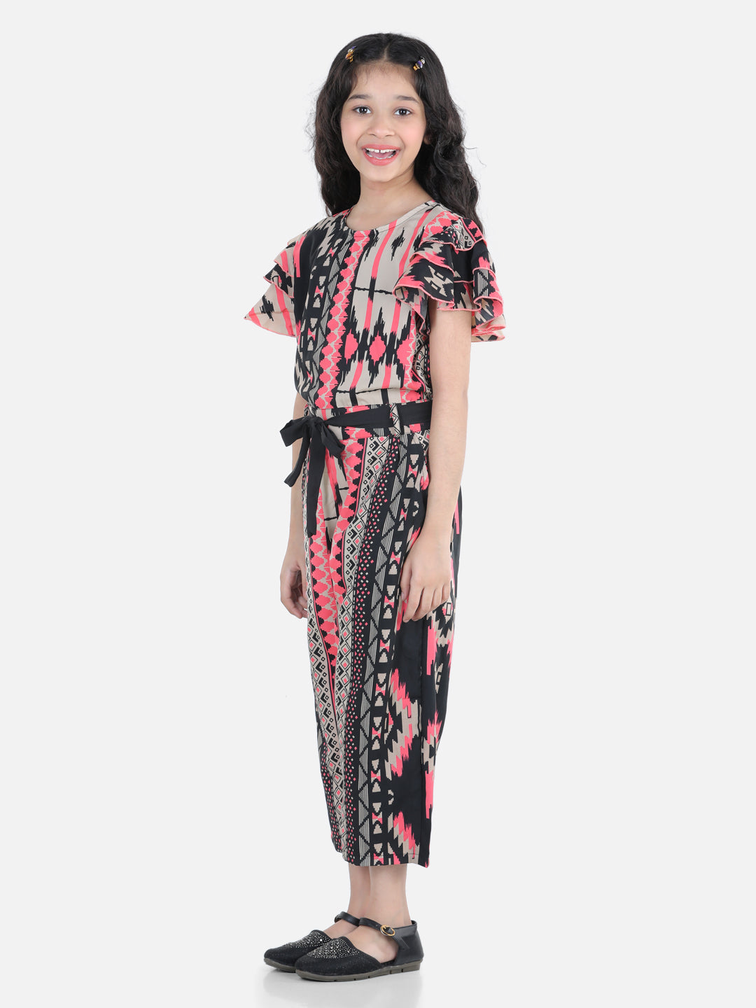 Cutiekins Stylish Aztec Pattern Printed Capri Jumpsuit- Multicolour