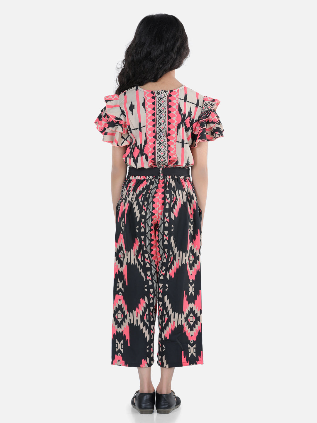 Cutiekins Stylish Aztec Pattern Printed Capri Jumpsuit- Multicolour