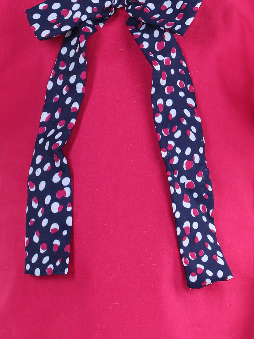 Cutiekins Bow Tie Style Polka Print Summer Top For Girls - Magenta Pink & Navy Blue