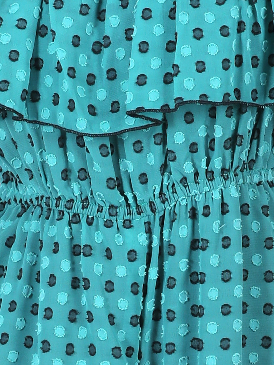 Cutiekins Off Shoulder Dyed Booti Georgette Jumpsuit-Teal