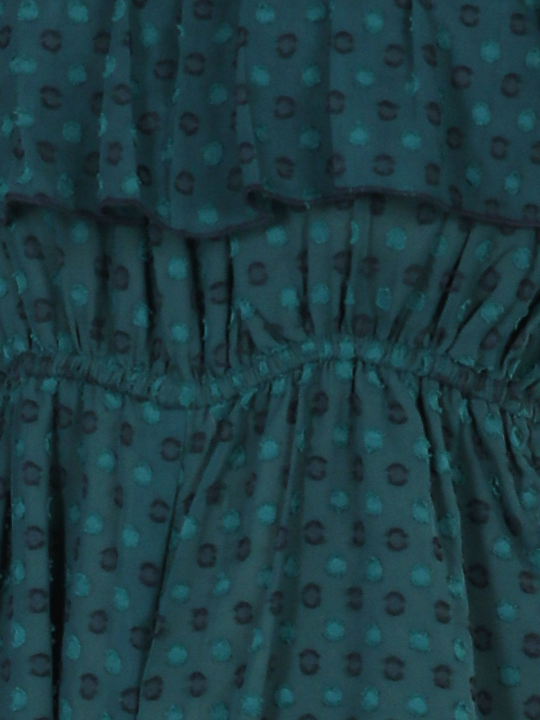 Cutiekins Off Shoulder Dyed Booti Georgette Jumpsuit-Bottlegreen & Black