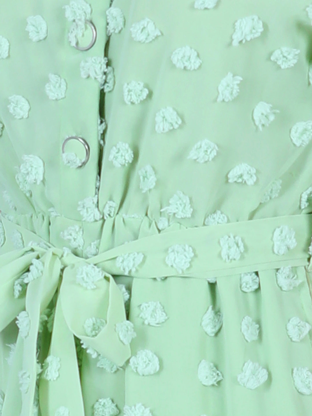 Cutiekins Collor Neck Dyed Booti Georgette Jumpsuit-Light Green