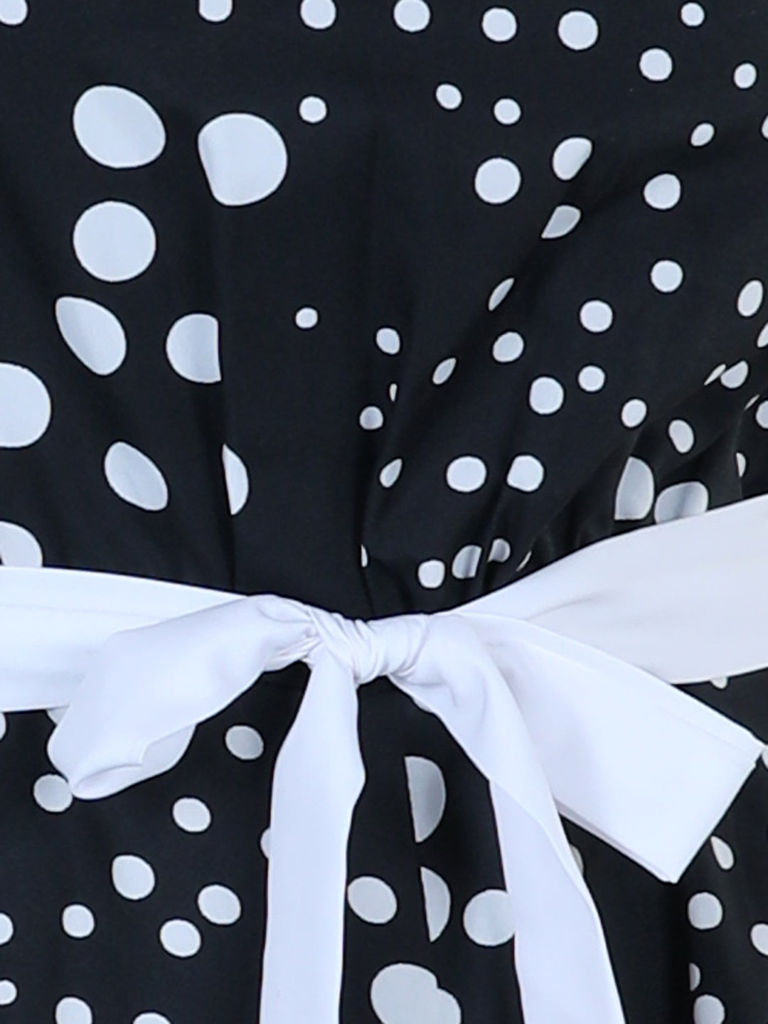 Cutiekins Polka Dot Printed Polyester Jumpsuit -White & Black