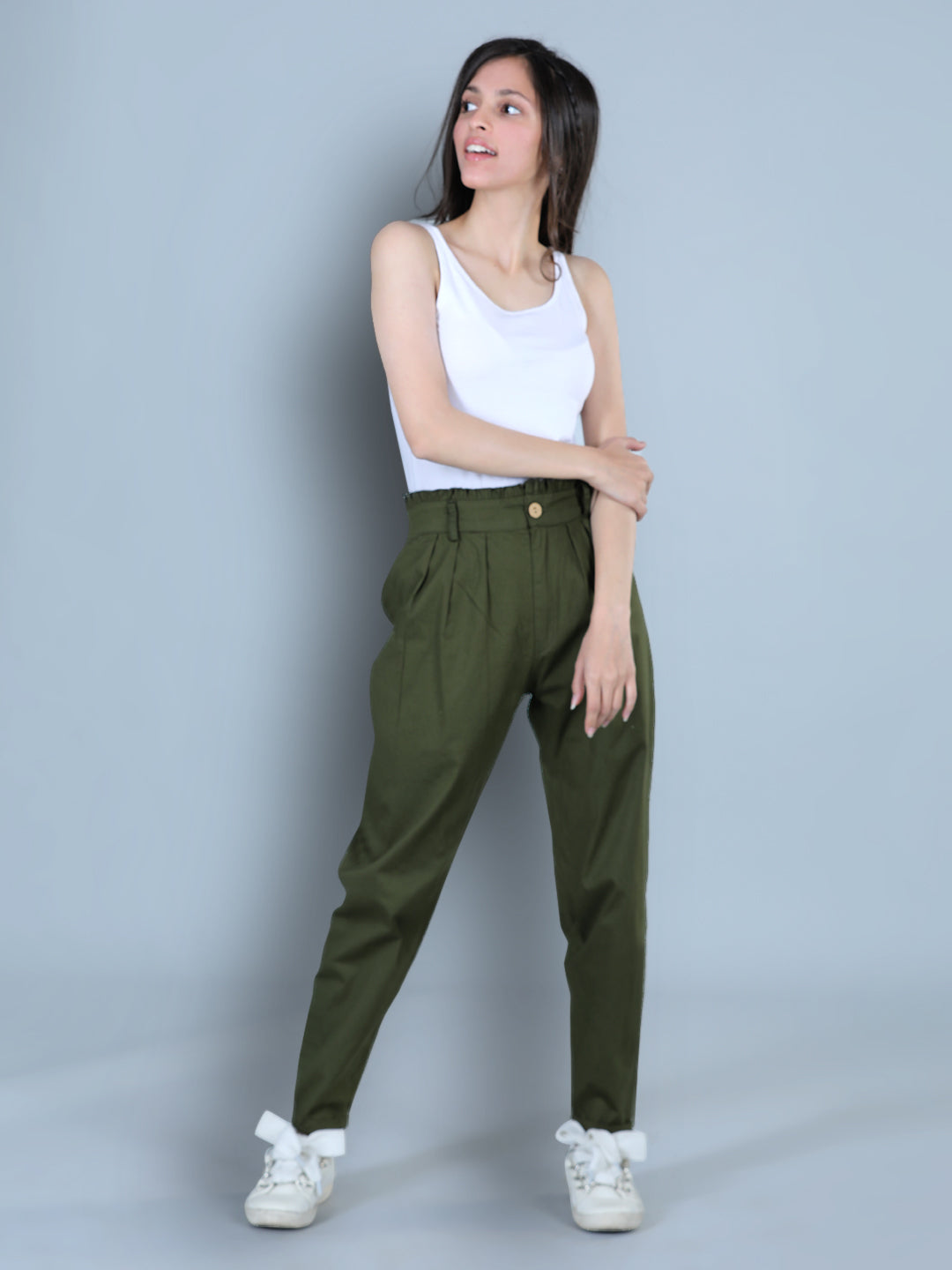 Cutiekins Solid Full Length Trouser -Dark Green