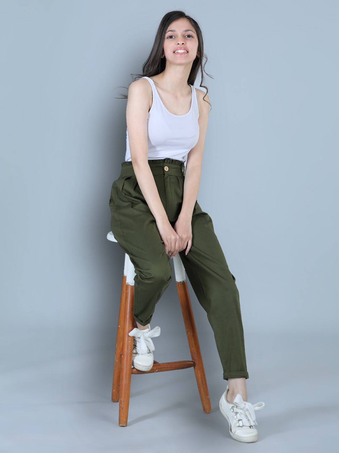 Cutiekins Solid Full Length Trouser -Dark Green