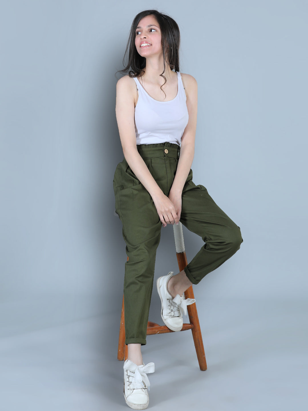Cutiekins Solid Full Length Trouser -Dark Green