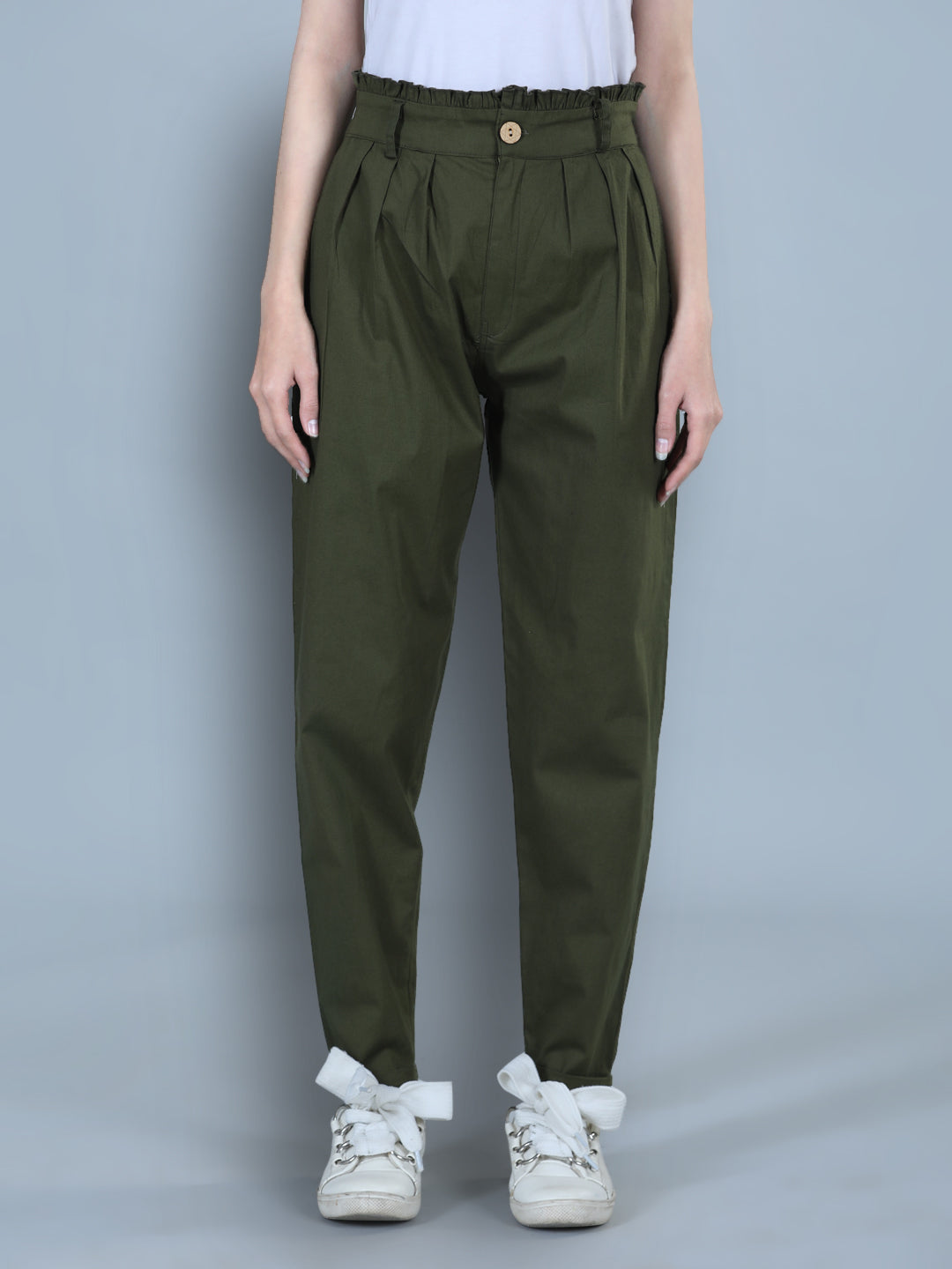 Cutiekins Solid Full Length Trouser -Dark Green
