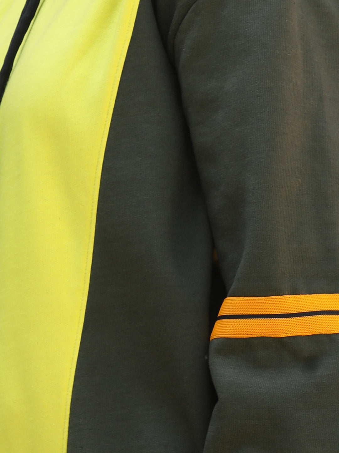 Cutiekins Colourblocked Hood Sweatshirt-Yellow & Mehndi Green